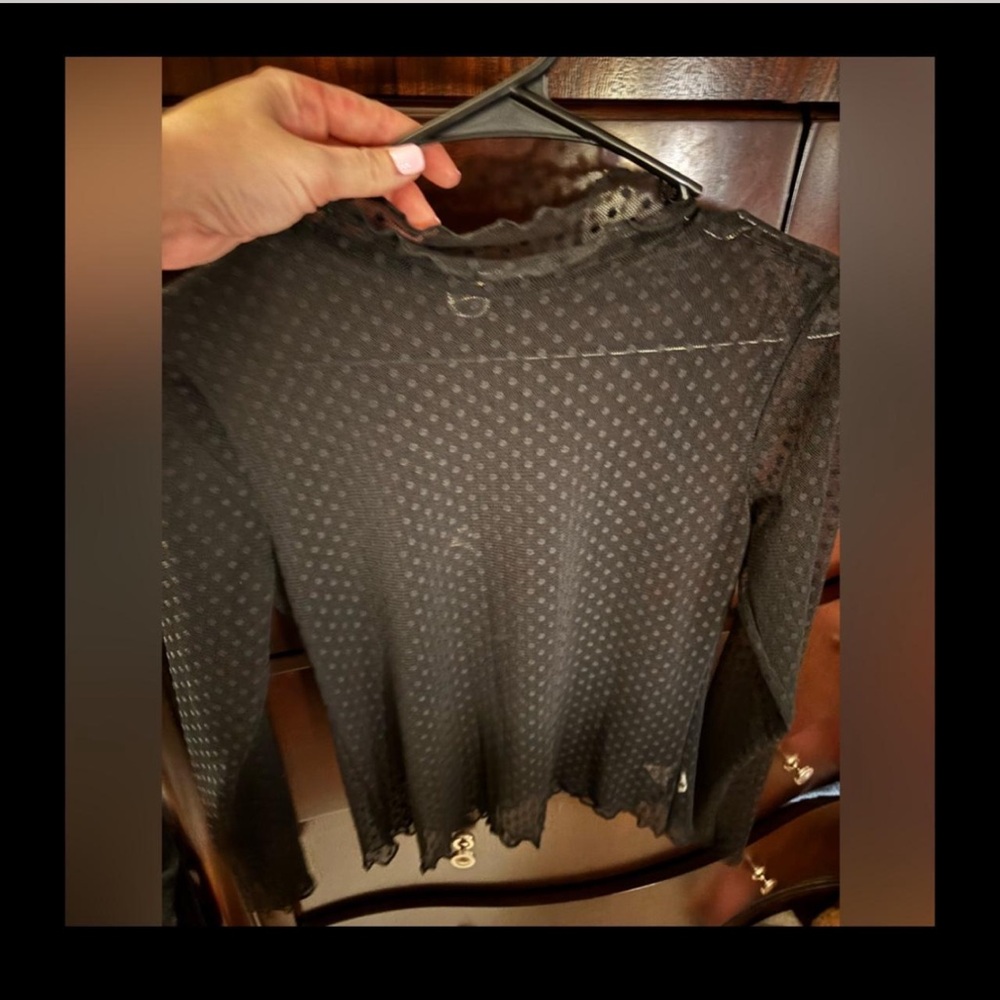 Lace polka dot long sleeve shirt